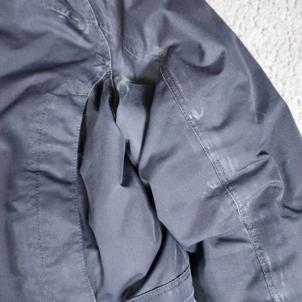 LL Bean Baxter State Parka Jacket Womens Medium Blue Hooded Faux Fur Trim Winter